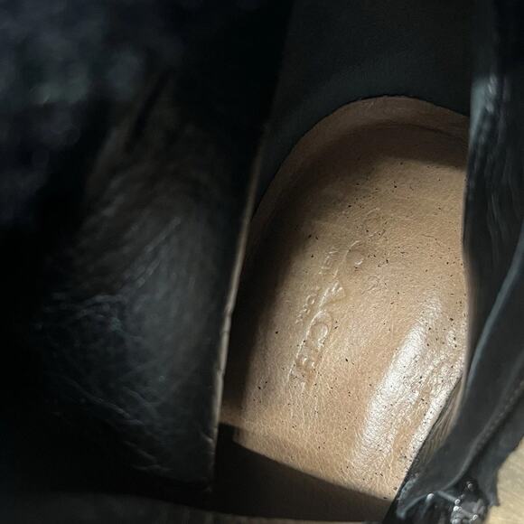 Coach Keely Knee Boots Suede Leather Shearling Lined Wedge Heel Womens 6.5 Black - Picture 11 of 16